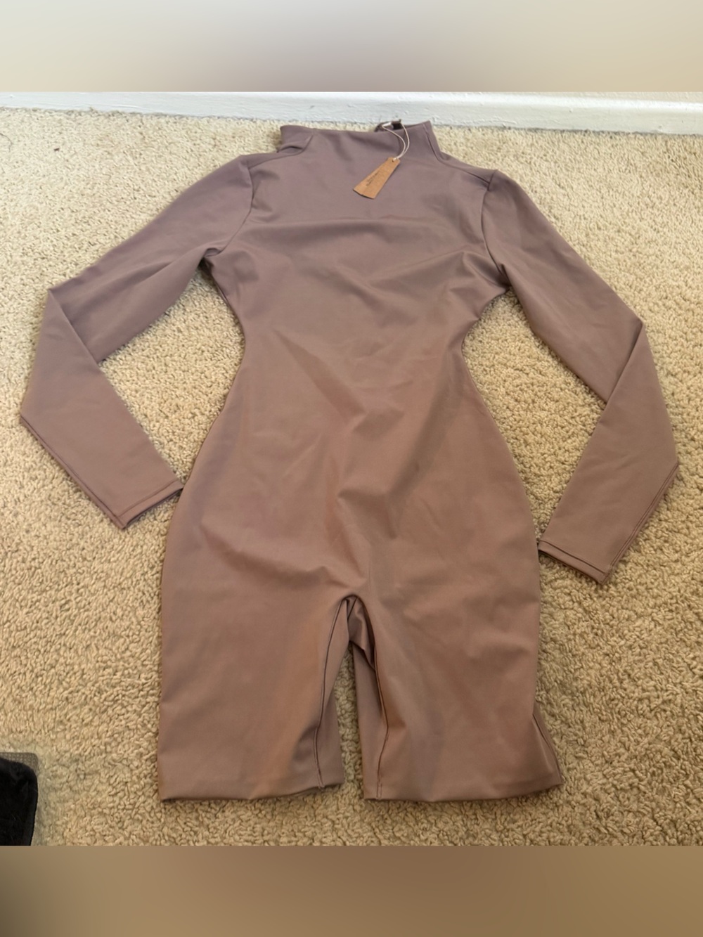SKIMS Long-Sleeve Seamless Jumpsuit in Taupe